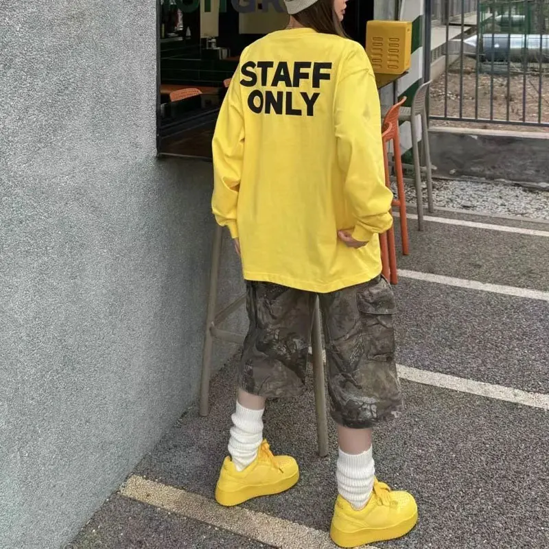 

Fashion American Letter Printed Pullovers Women's Clothing Round Neck Spring Autumn Long Sleeve Basic Loose High Street T-shirts