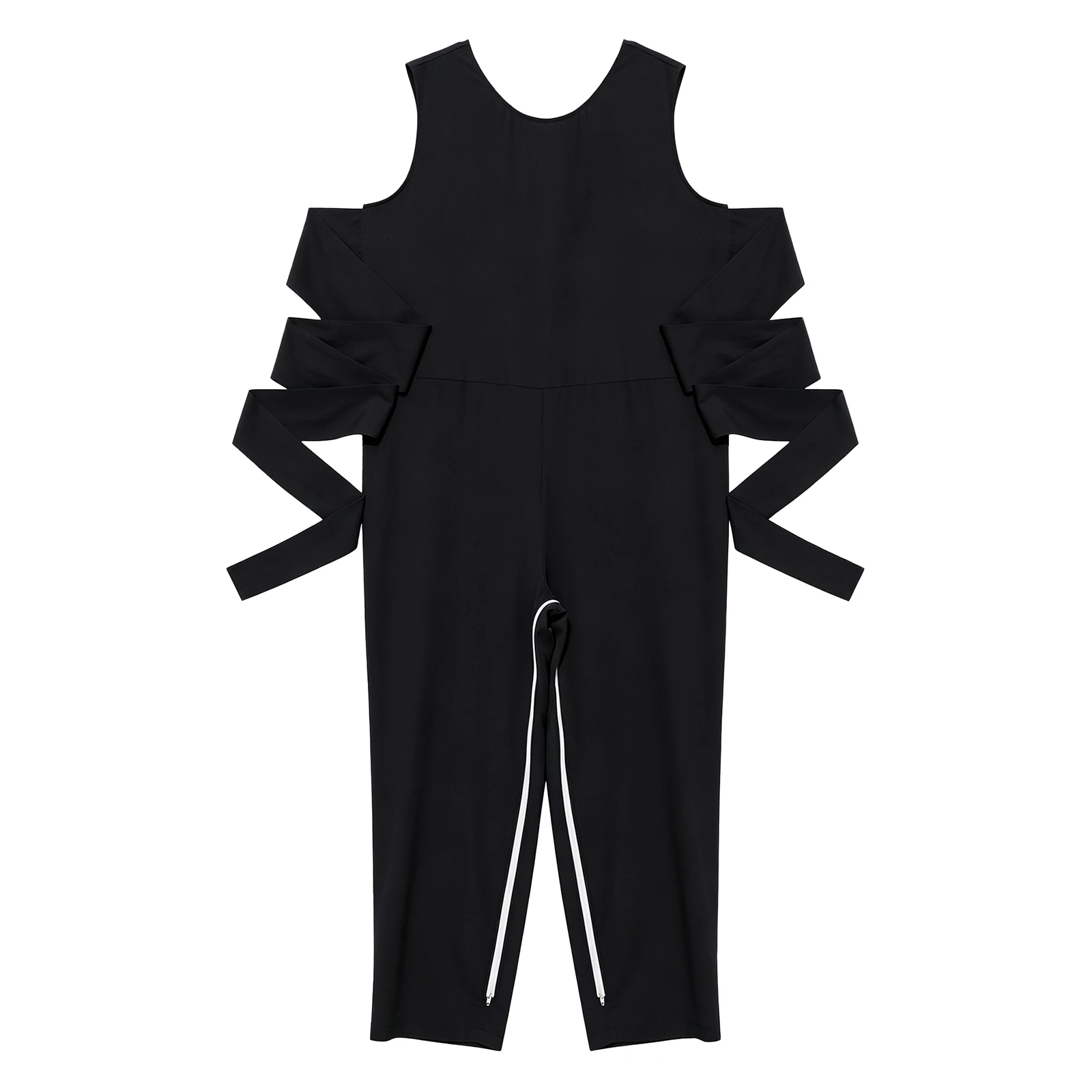 Sleeveless Adaptive Restraint Jumpsuit for Men Back Zipper Crotch Bodysuit with Straps for Elderly Wheelchair Special Needs