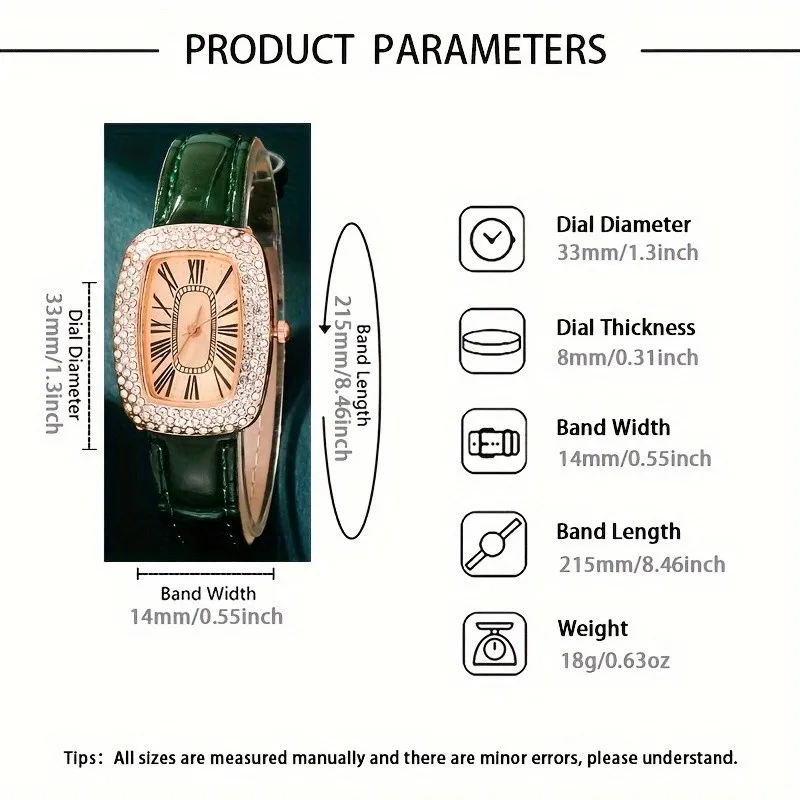 Kegllect, 5 шт., женские часы с квадратным циферблатом, роскошные кварцевые часы со стразами, аналоговые наручные часы и комплект ювелирных изделий, подарок для мамы