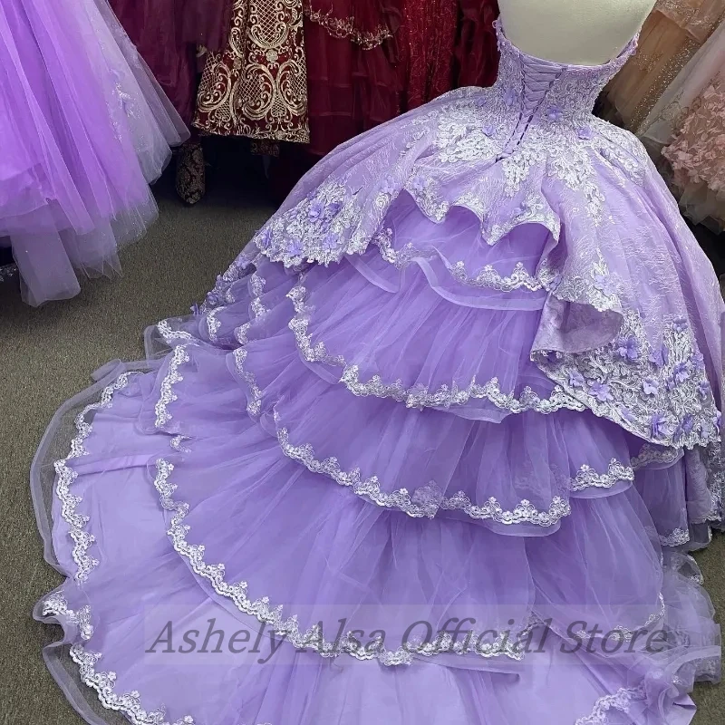 Vestidos De quinceañera De lavanda personalizados, apliques De encaje, vestido De baile dulce 16, Vestidos De 15 Anos, vestido De fiesta De cumpleaños