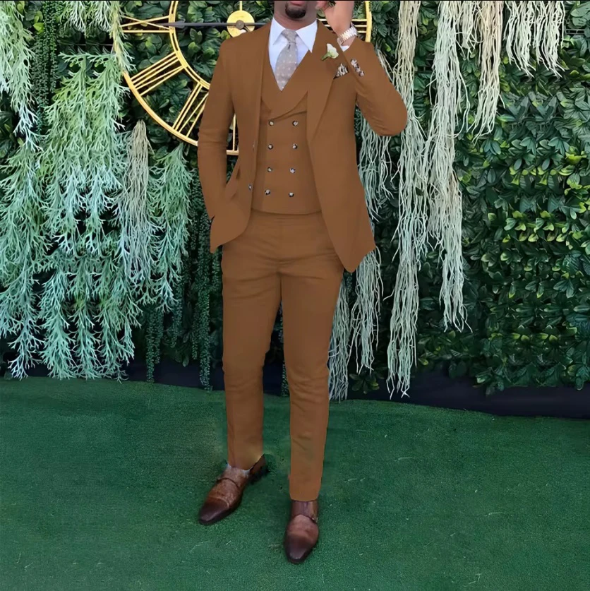 ผู้ชายจัดเลี้ยงงานแต่งงาน 3 ชิ้นคู่ที่กําหนดเองชายชุด (เสื้อ,เสื้อกั๊กและกางเกง) party ธุรกิจสํานักงานสวมใส่