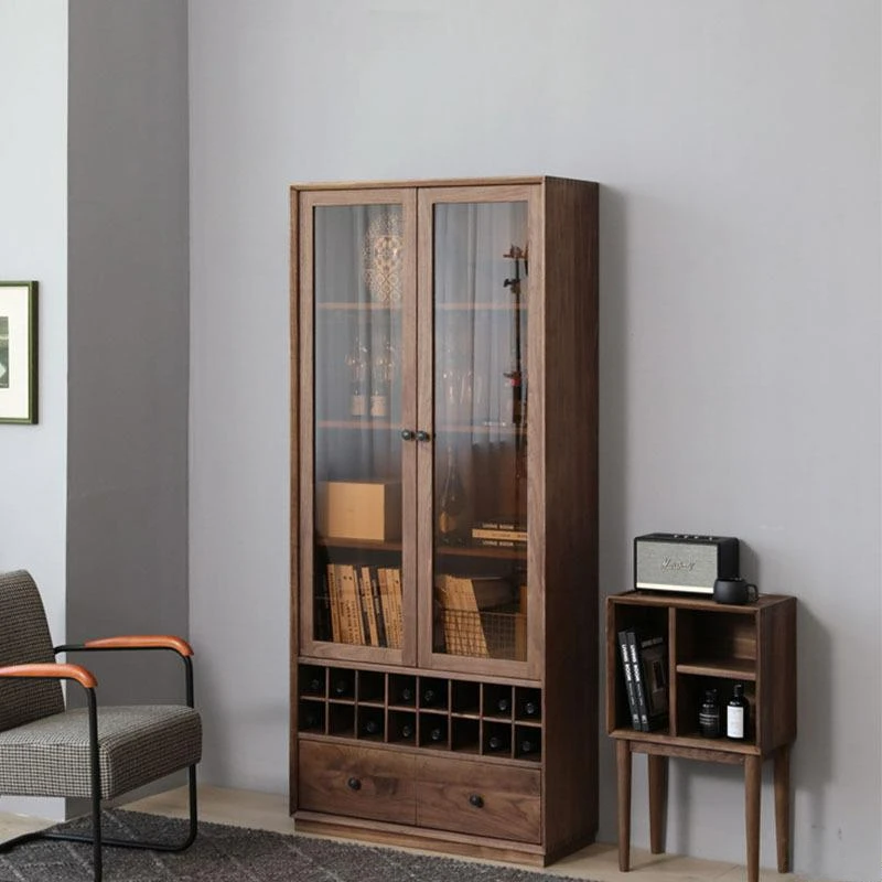 Simple North American Black Walnut Multifunctional Living Room Wine Cabinet