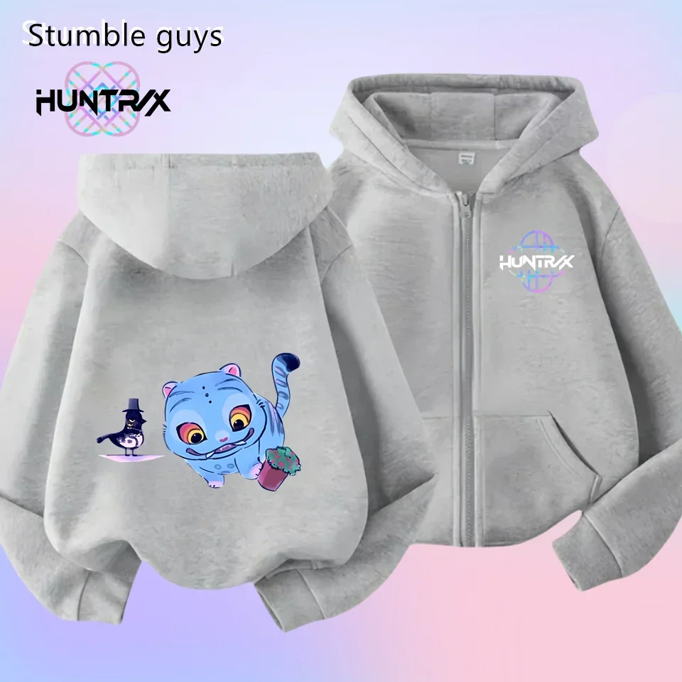 KPop شيطان الصيادين 3-12Y الاطفال قلنسوة بسحاب ربيع الخريف ملابس رياضية الفتيان ملابس الفتيات الدافئة طباعة عادية 2026 جديد