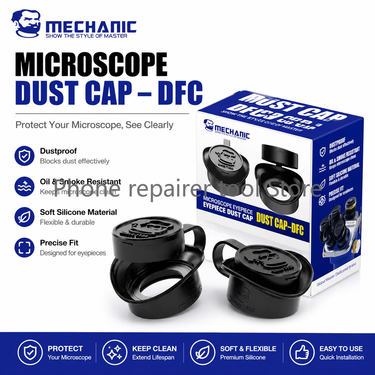 MECHANIC DFC Microscope Eyepiece Dust Cap Soft Silicone Dust Cover Anti-Dust Anti-Oil for Stereo Microscope Repair