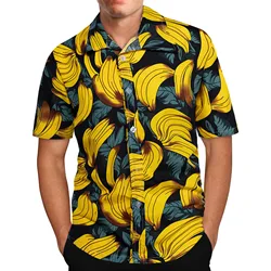 Shirt For Mens Hawaiian Banana Fruit Casual 3D Printed Beach Short Sleeve Brand Imported Clothing Plus Size Streetwear Vacation