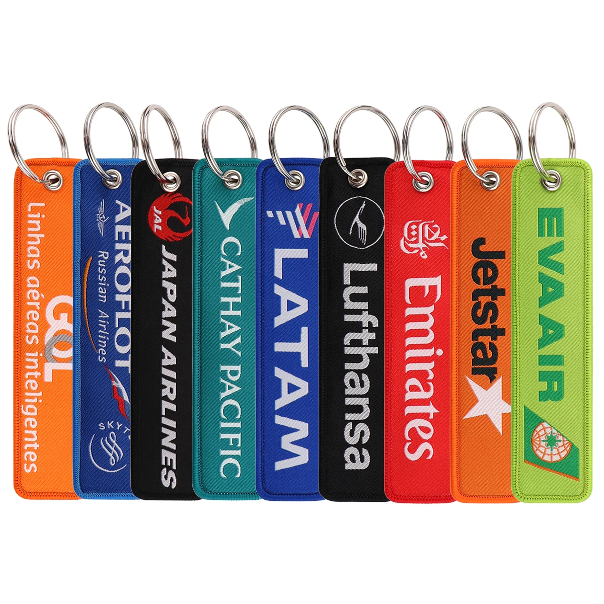 Airlines Embroidery Key Fob Orange Key Tag For Motorcycles Cars Backpack Keychain Fashion Keyring Gift for Men Women Accessories