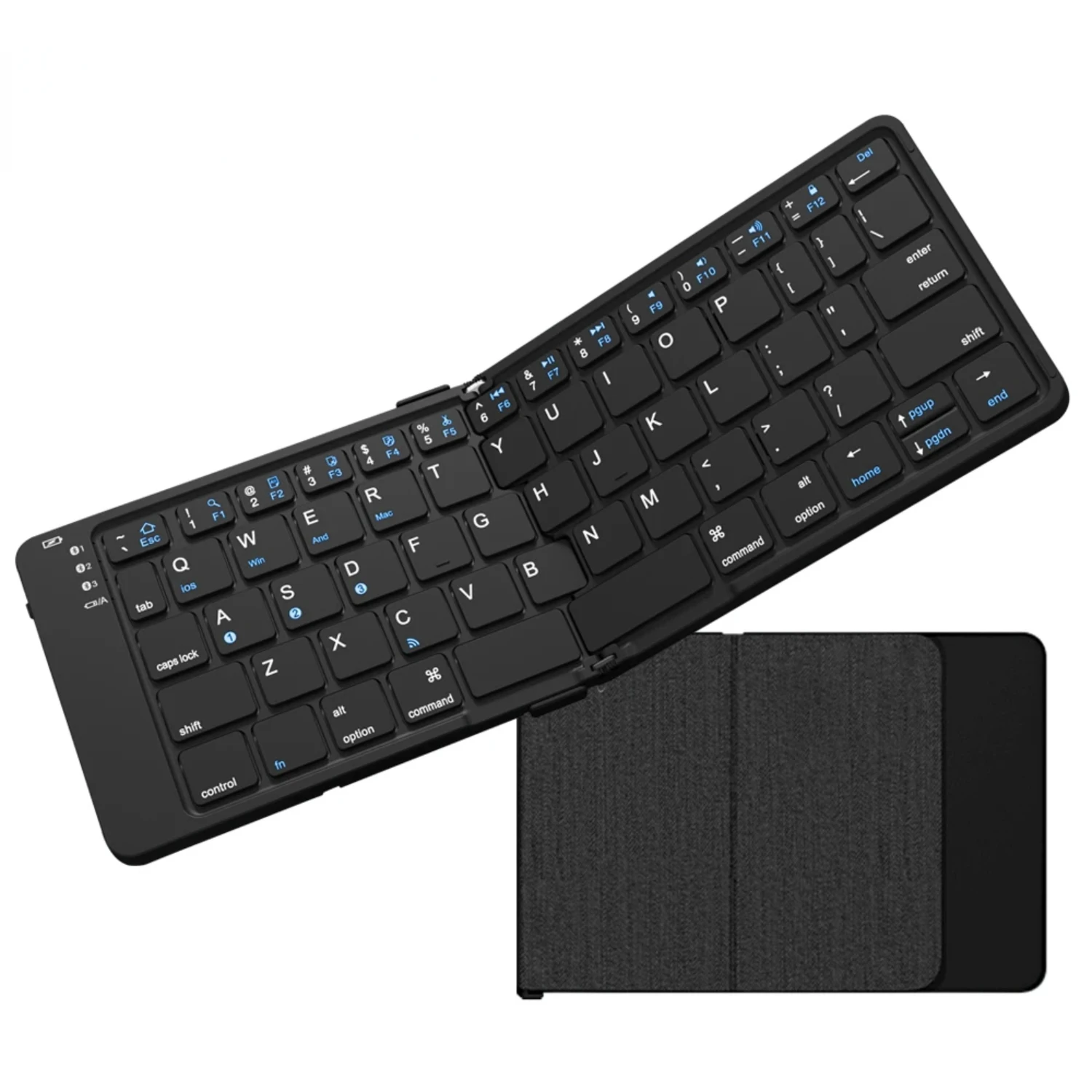 

Portable Wireless Bluetooth 5.1 Folding keyboard Sync to 3 Devices for Windows Android IOS Tablet Phone