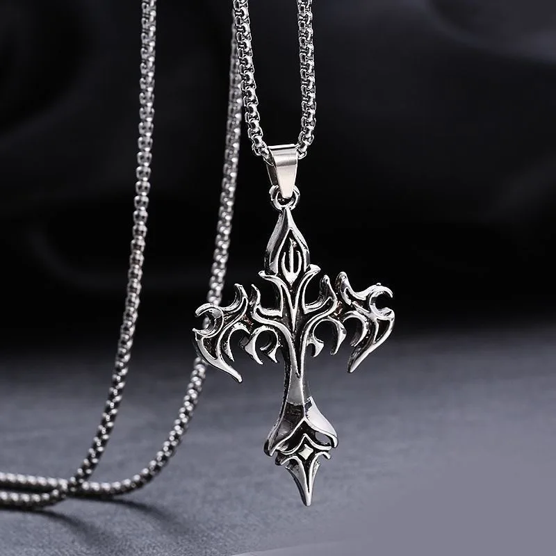 

Vintage Gothic Tribal Cross Pendant Necklace Stainless Steel Punk Biker Men's Jewelry