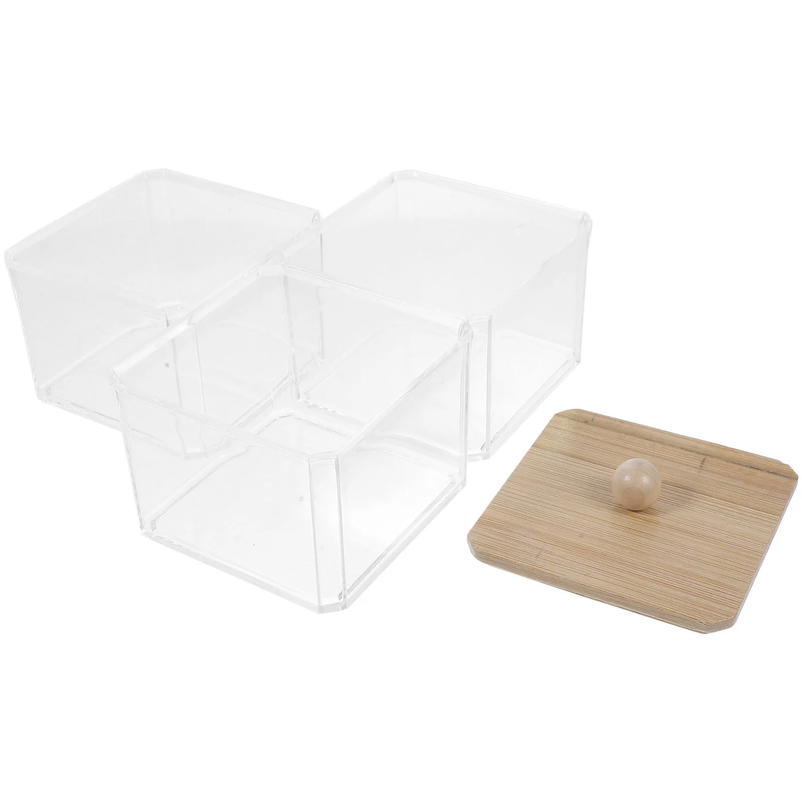 

1 Set Clear Stackable 3-Compartment Cotton Swab Storage Box Organizer For Cotton Pads Balls Headbands Hair Clips Bathroom Vanity