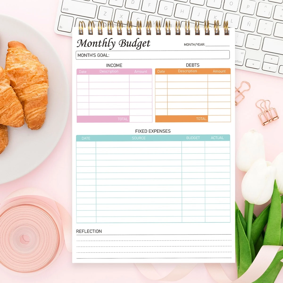 Budget Planner Notebook, Undated Monthly Financial Planner Effective Management Of Funds Effectively Manage Your Funds 52 Sheets