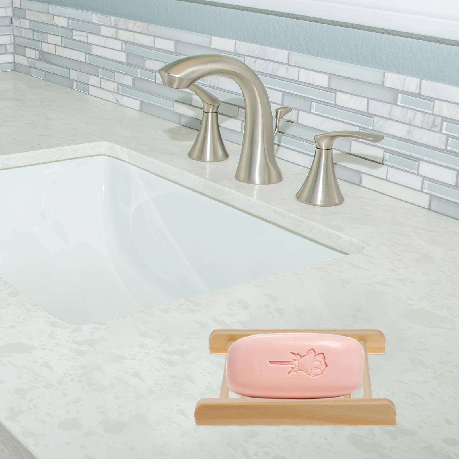 

4pcs Wooden Soap Dish Self-Draining Multipurpose Kitchen Bathroom Laundry Room Use Soap Holder Wood Tray Countertop