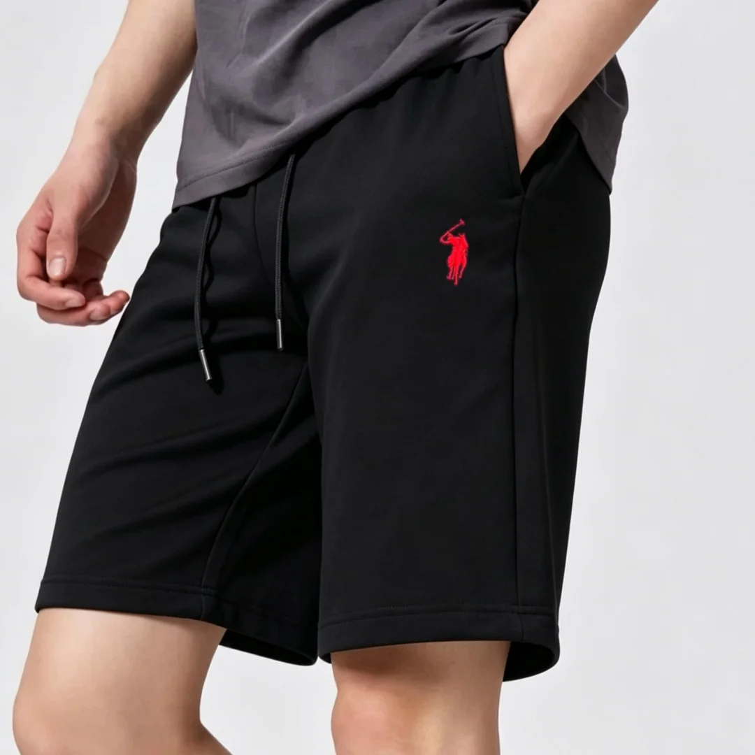 Image of 100% Reine Baumwolle Hochwertige Marken-Herrenshorts Sommermode mit Pony-Stickerei Paul Atmungsaktive Freizeithose Strandhose Sporthose