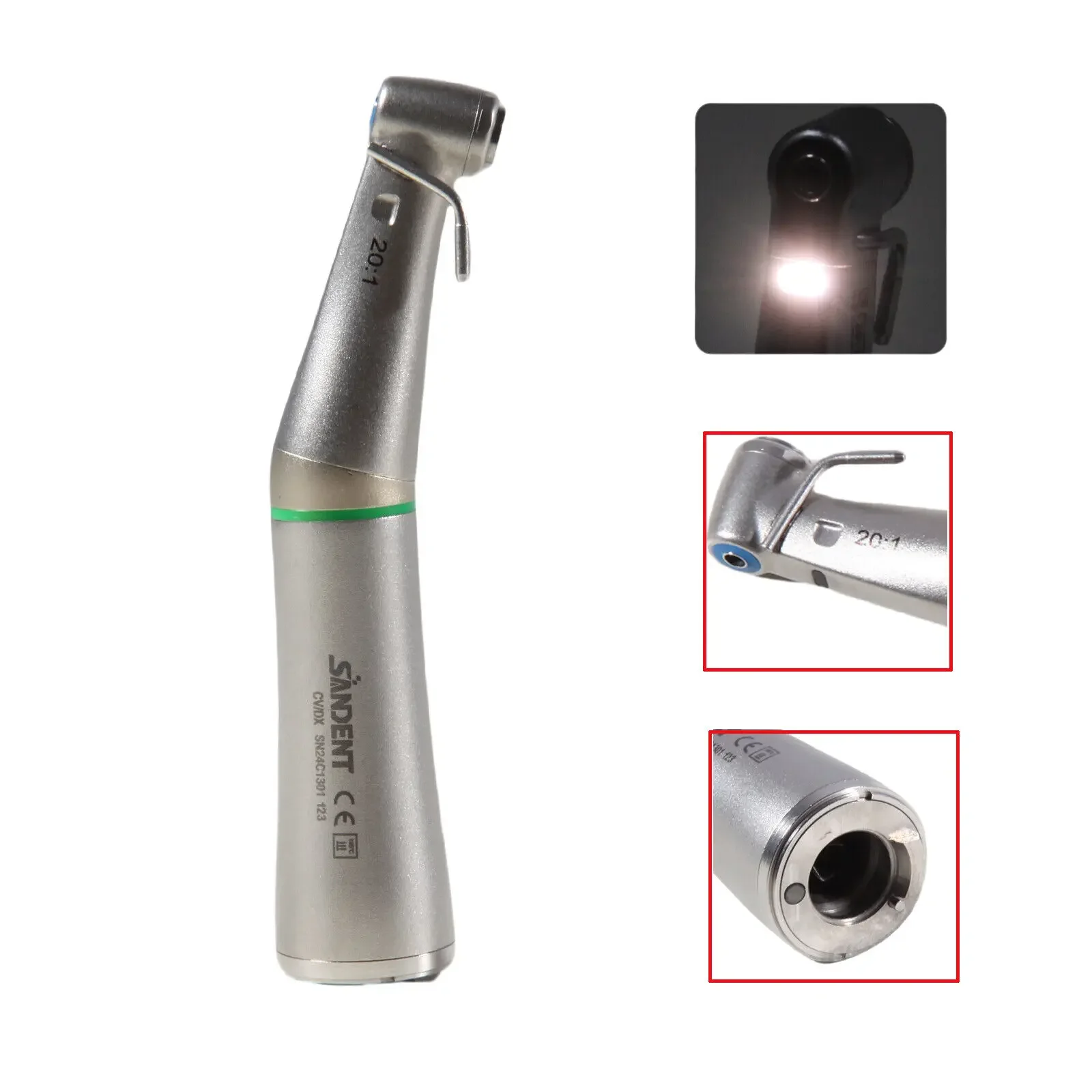 Dental Surgical 20:1 Implant Reduction Fiber Optic LED Low Speed Contra Angle Handpiece Fit Nsk