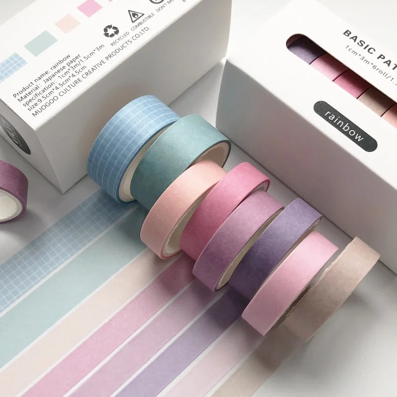 8 rollen per doos effen kleur decoratieve tape set DIY scrapbook journal decoratie schrijfwaren knutseltape