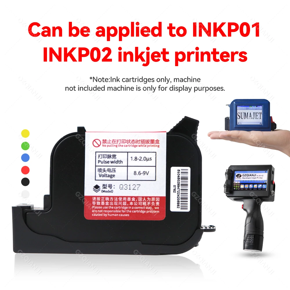 12.7-25.4mm ink Cartridges Black Color for Portable Mini Handheld Inkjet Text QR Barcode Batch Number Logo Date Label Printer