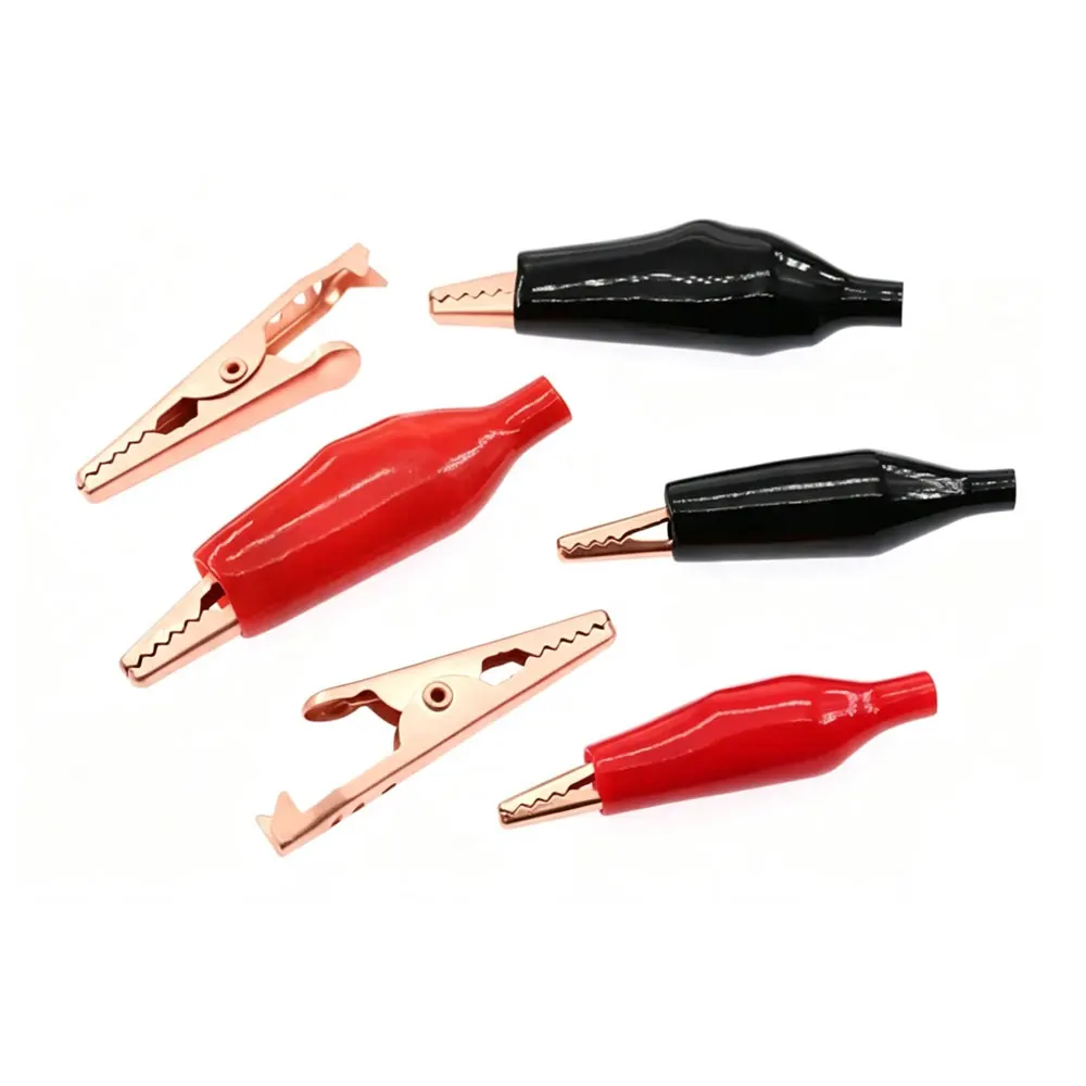 5pcs Crocodile Electrical Clamp 28mm 35mm 45mm Copper Alligator Clip Testing Probe Mini Meter Clip Black Red With Soft Plastic