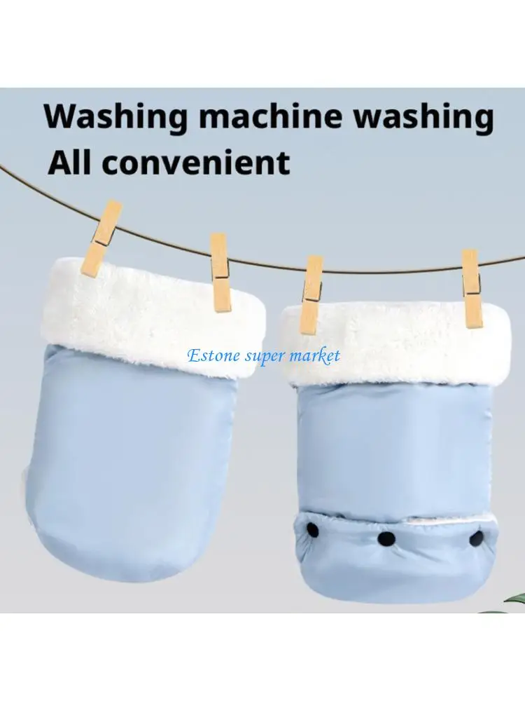 090B 1 Pair Baby Strollers Gloves Warm Fleece Lined Waterproof Machine Washable Mitts