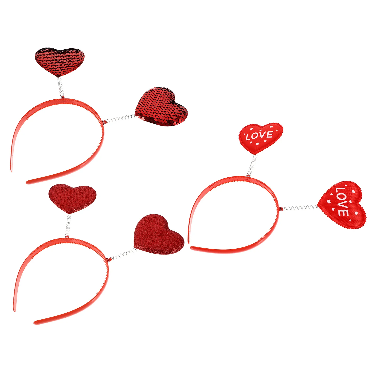 

3Pcs Heart Shape Hairband Bright Red Suitable for Most Ages Valentine's Day Party Head Decor Delicate Hair Accessories