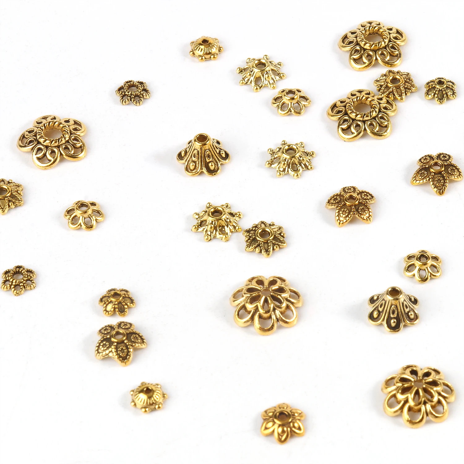 Metal Gold Color Hollow Flower Bead Caps Star Filigree Loose Spacer Caps for Earrings Bracelet Diy Jewelry Making Supplies