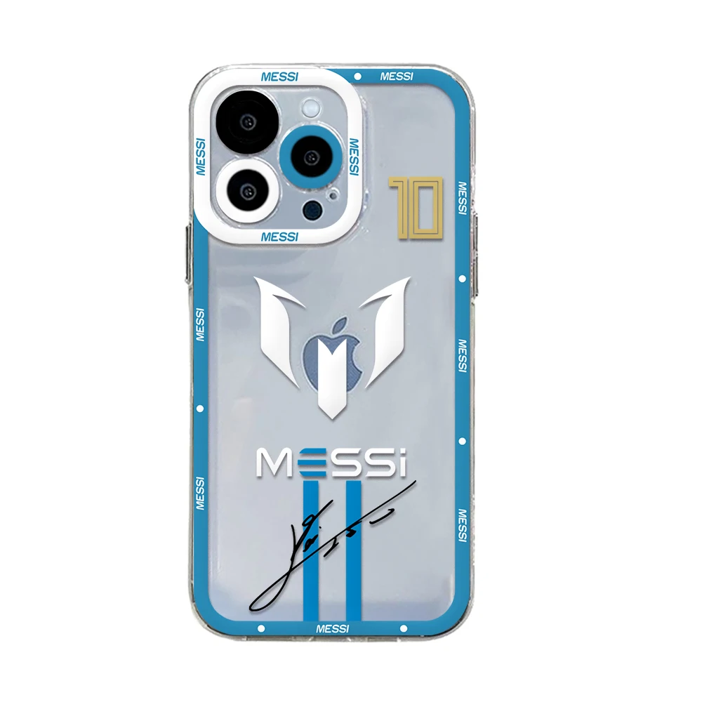 FootBall Number Phone Case For iPhone 16 15 14 13 12 11 Mini Pro Max X XR XSMax 7 8 Plus SE20 Spuerstar M-messi-CR77 Clear Cover