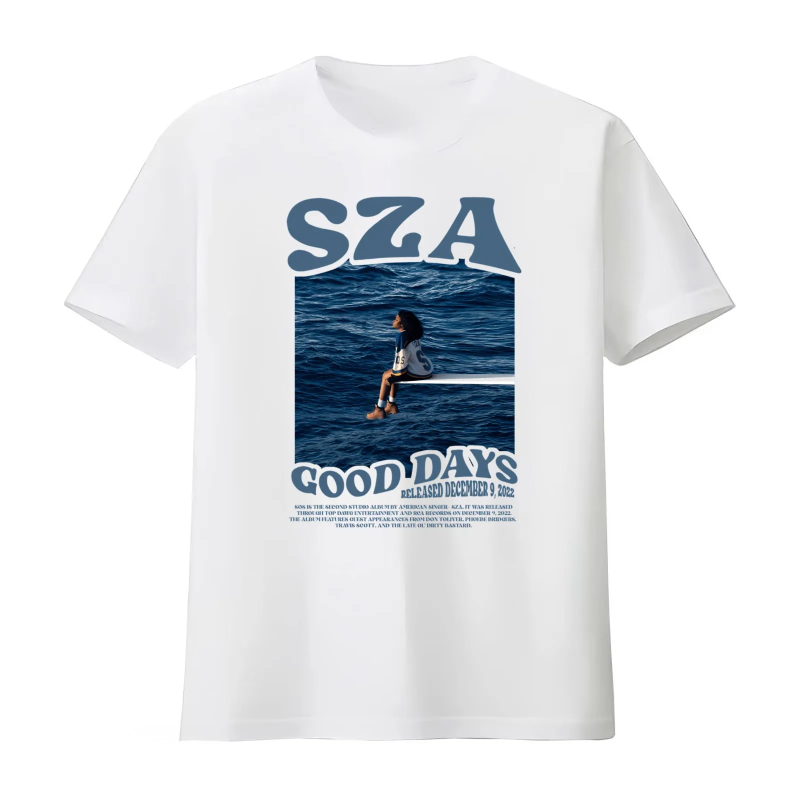 Vintage Sza - Good Days T-Shirt Summer Casual Cotton Tee Oversized Streetwear Tops Vintage Graphic Print Unisex Men Women