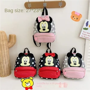 Disney Cartoon Mochila para Bebês Meninos e Meninas, Minnie Mickey Mouse Schoolbag, Lovely Schoolbag, Kindergarten Kids Gift 10 principais vendas kit mochila escolar minnie - №6
