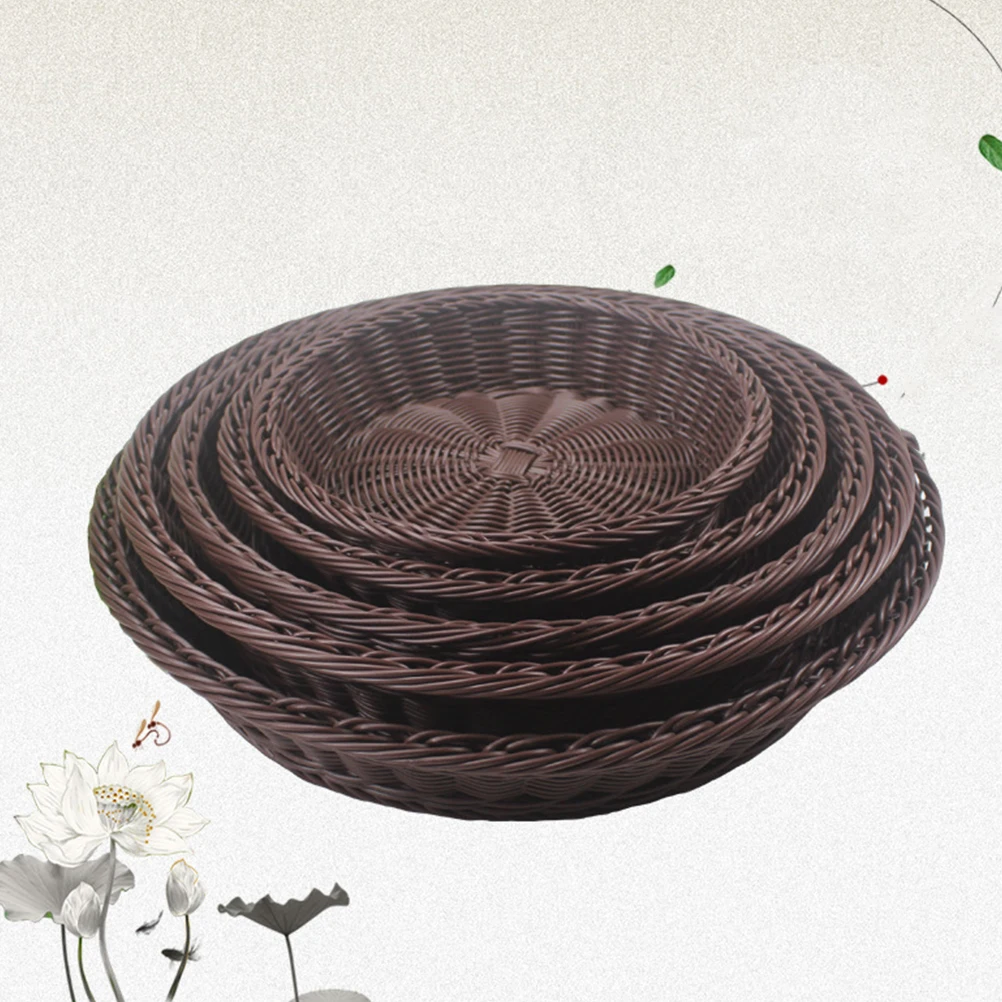 

Fruit Basket Display Storage Baskets Desktop Organizer Woven Weave Rattan Bamboo