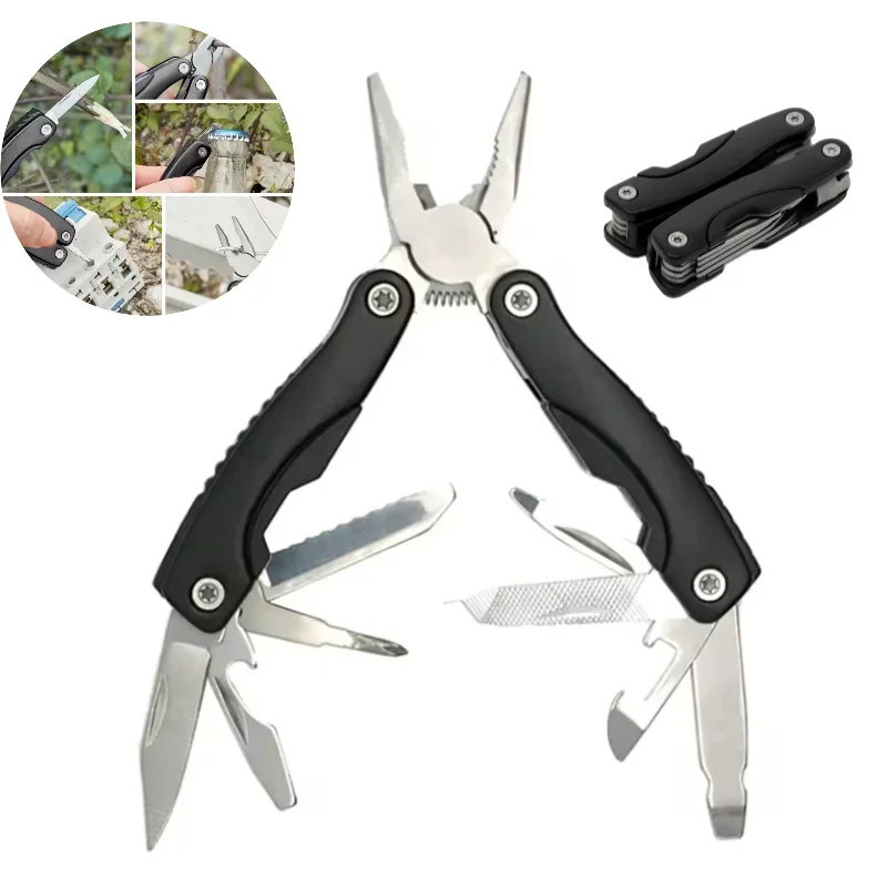 Mini Multi Tool Pliers 9 in 1 Stainless Steel Outdoor Camping Survival Kit