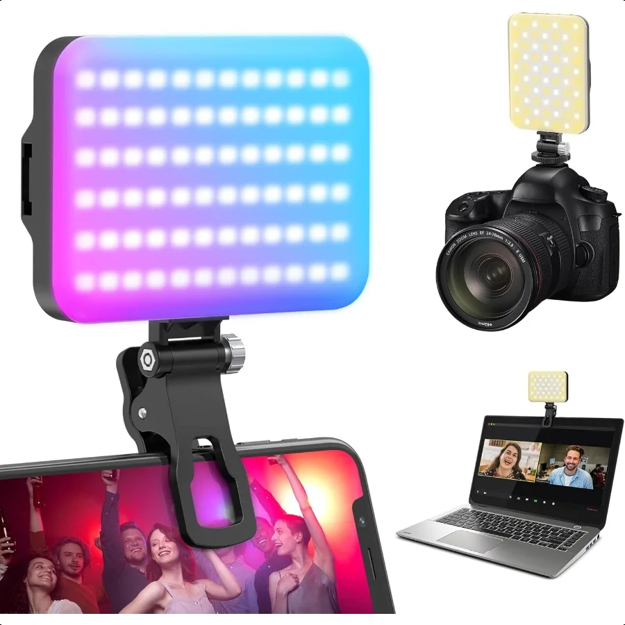 

108 LED Video Light 2500K6500K RGB Selfie Light for iPhoneCRI 97+ 2200mAh Camera Light with 3CCT RGB 360 Full Color 20 Lighting