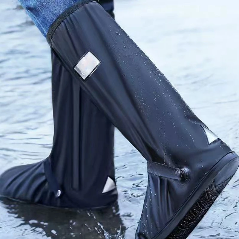 Reusable High Tube Anti-Slip Rain Shoe Covers Waterproof Motorcycle Cycling Bike Rain Boot Rainproof Shoes Cover In Rainy Days