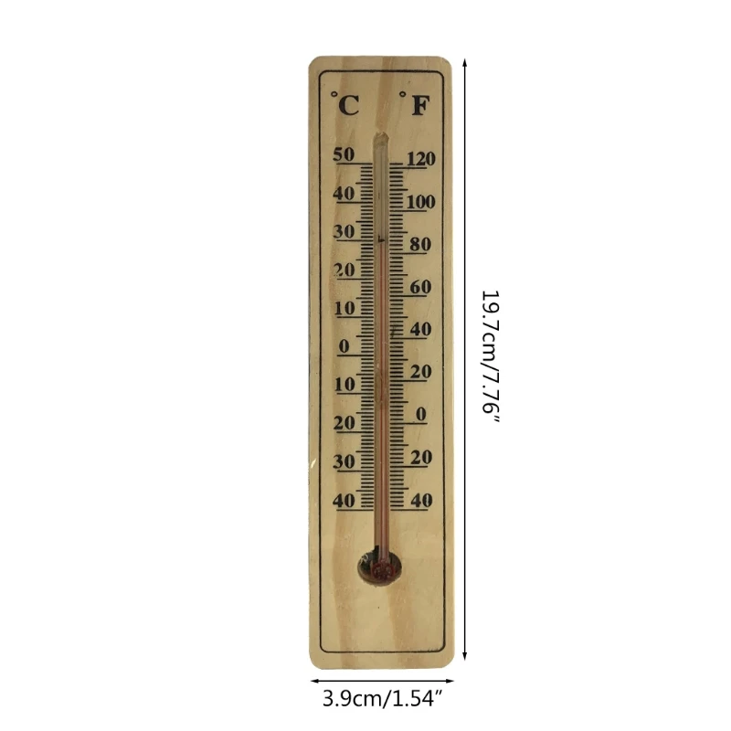 Wall Hang Thermometer Indoor Outdoor Garden House Garage Office Room Hung Logger -30~50℃/-20~120℉ wood color Wall hung