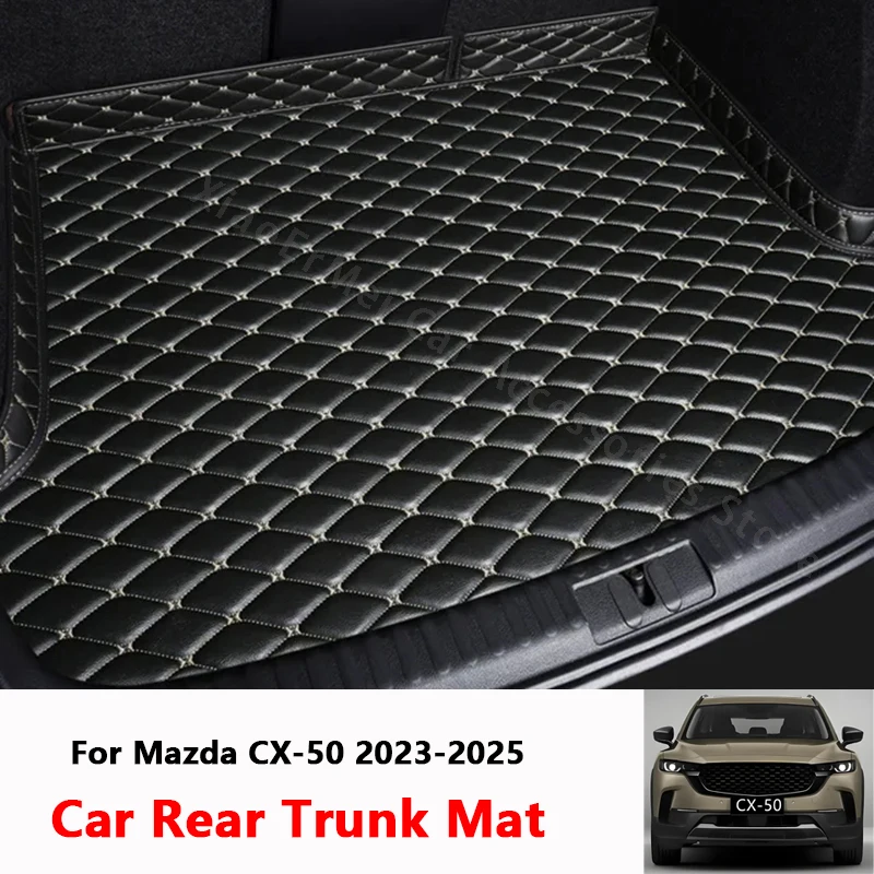 Car Trunk Mat for Mazda CX-50 CX50 CX-5 CX5 Rear Trunk Protector Pad Leather Cargo Liner Tail Boot Tray Cover Car Accessories