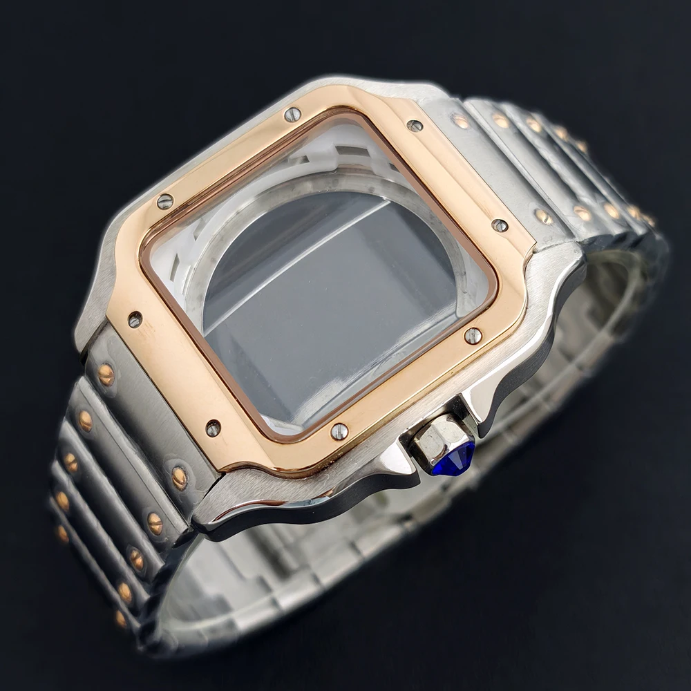 38mm NH35 case square watch case high-end luxury stainless steel case custom logo NH35/NH36 watch case Santo modification