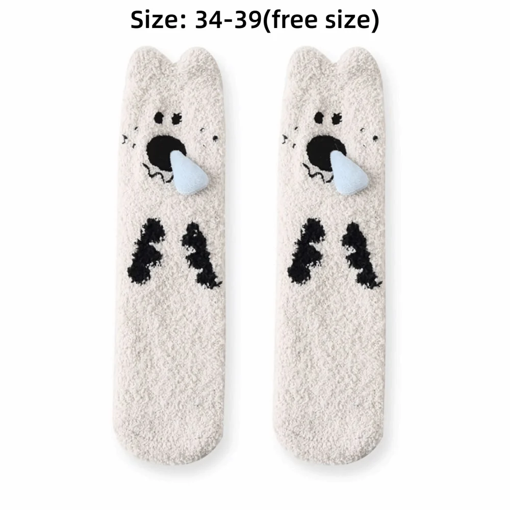 Fashion Cartoon Animal Floor Socks Multicolor Whit Snot Stocking Soft Thicken Sleep Sock Gift