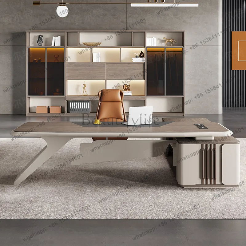 PG Nordic Aesthetic Office Desk Modern Wooden Reception Design Computer Office Desk Decoration Luxury Scrivania Salon Furniture