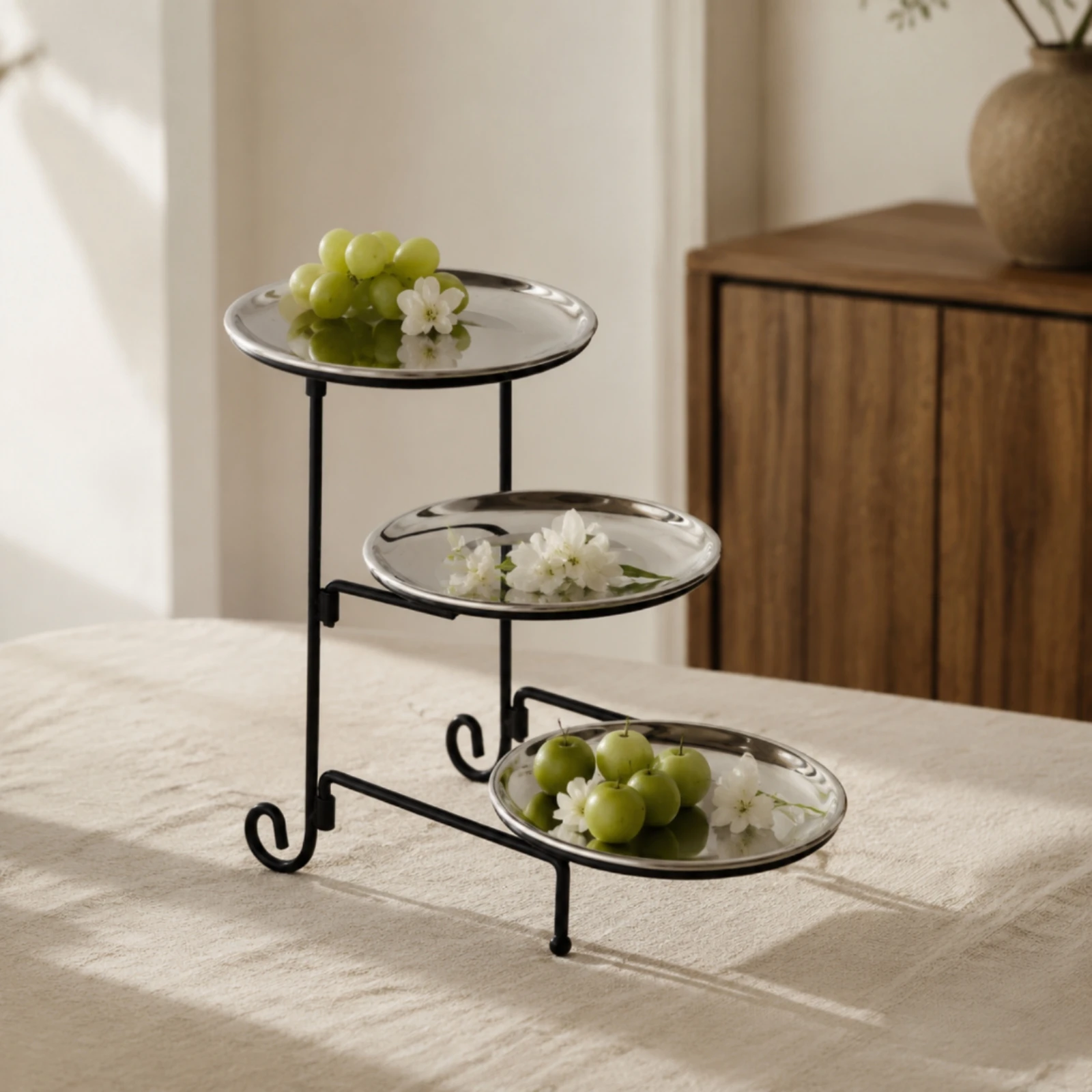 3-Tier Dessert Stand Space-Saving Tiered Dessert Stand Serving Tray Compact Decorative for Party Hosts, Parties, Afternoon Tea