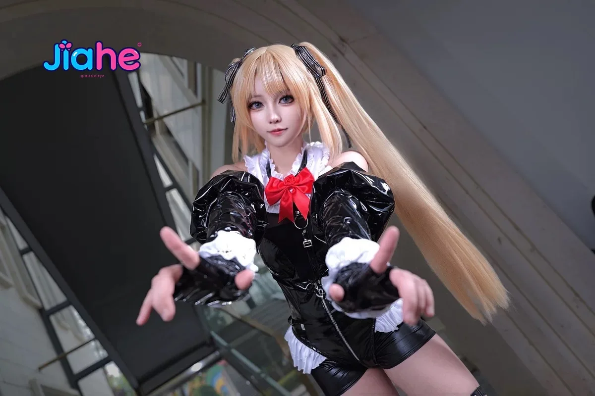 

Marie Rose Game Dead or Alive Cosplay Costume Black Gothic sexy leather jumpsuit Socks gloves Halloween party women's uniform
