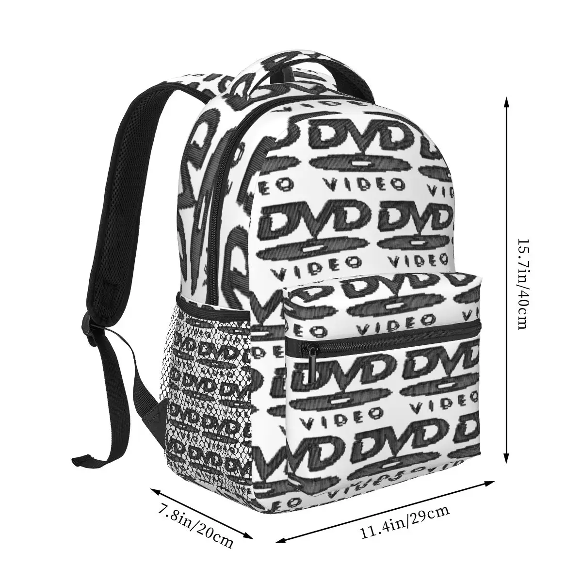 Retro DVD Video Letter Printed Student Backpack School Bag Hiking Travel Daypack for Boys Girls Fashion Bookbag Shoulder Bags