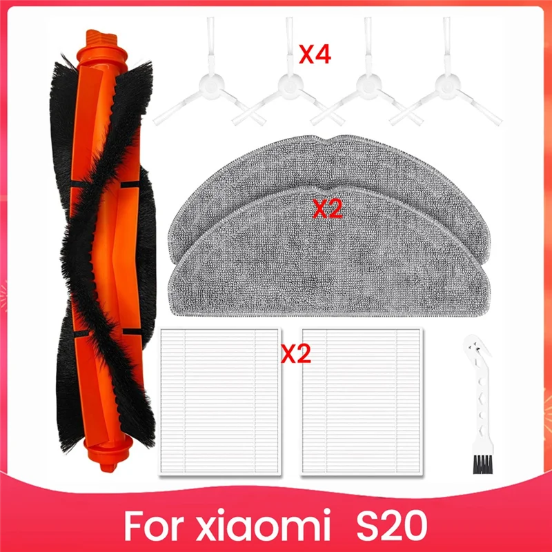 مجموعة ملحقات التسليم لمدة 24 ساعة لأجزاء المكنسة الكهربائية Xiaomi S20، فرشاة جانبية رئيسية، مرشحات HEPA، قطع غيار وسادات الممسحة