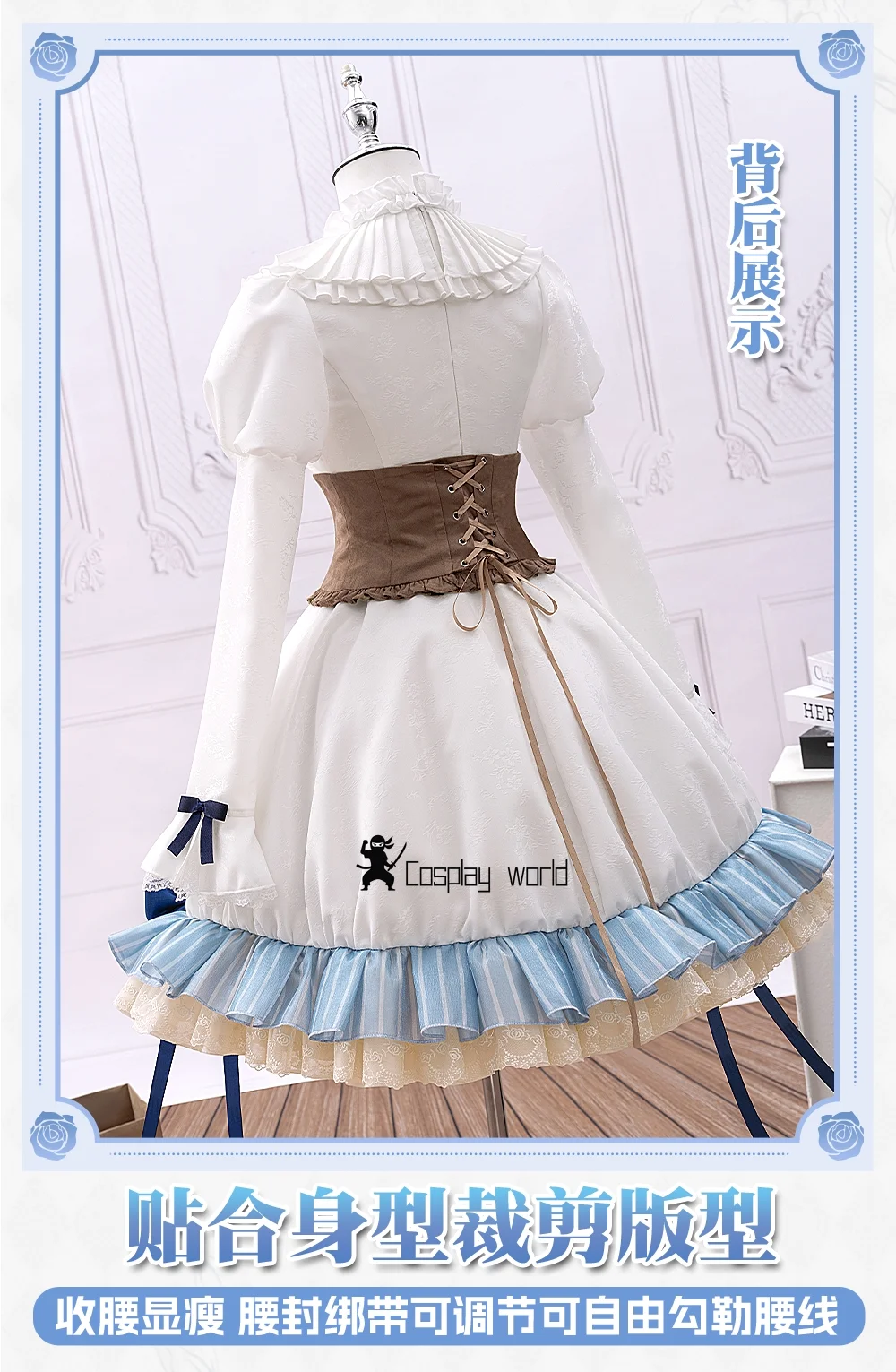 Game Taisho Alice Arisu Yurik Cosplay Costume New Sweet Lolita Dress, Socks, Headwear, Wig, Halloween Party Uniform for Girls view 6
