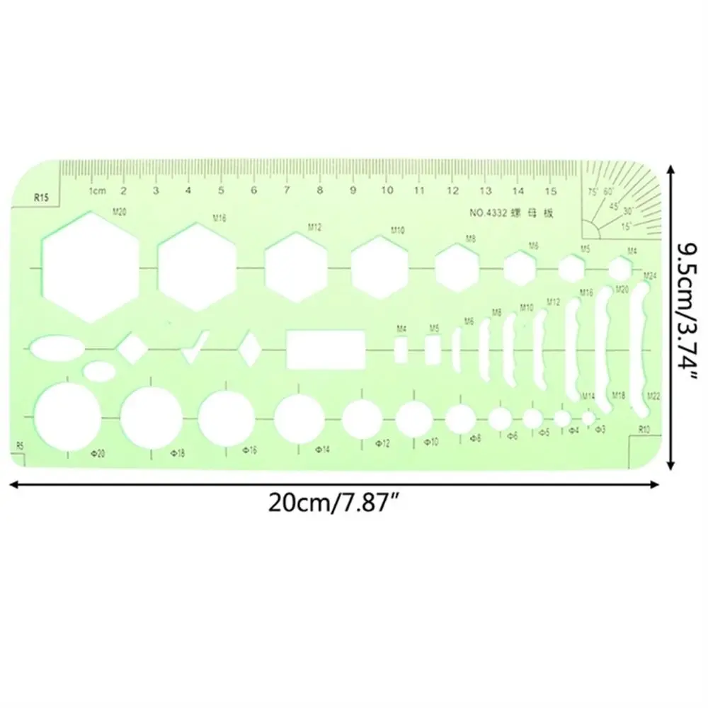 Office Supplies Students Stencil Measuring Tool Green Oval Drawing Ruler Geometric Ruler Template Ruler Curve Ruler