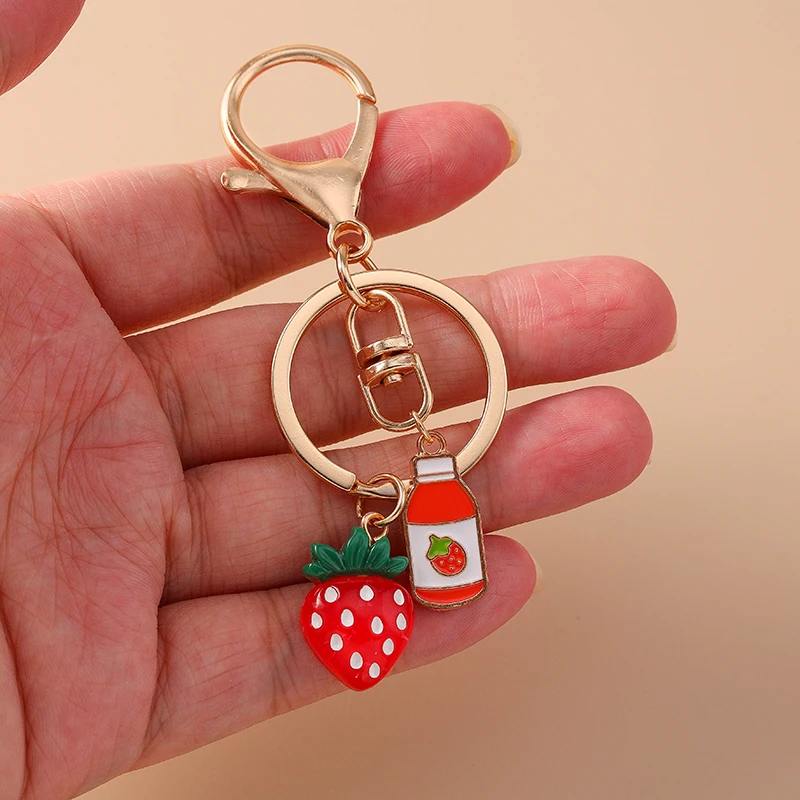 Aihua Schöne Cartoon Rote Kirsche Traube Zitrone Wassermelone Erdbeere Schlüsselanhänger Simulation Früchte Schlüsselanhänger Handtasche Anhänger – Detail 5