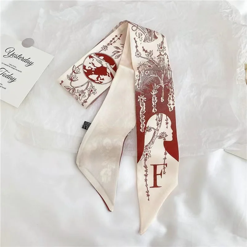 26 letter headband, tarot brand small silk scarf, French women\'s scarf, tie bag, handle decorated with printed streamers