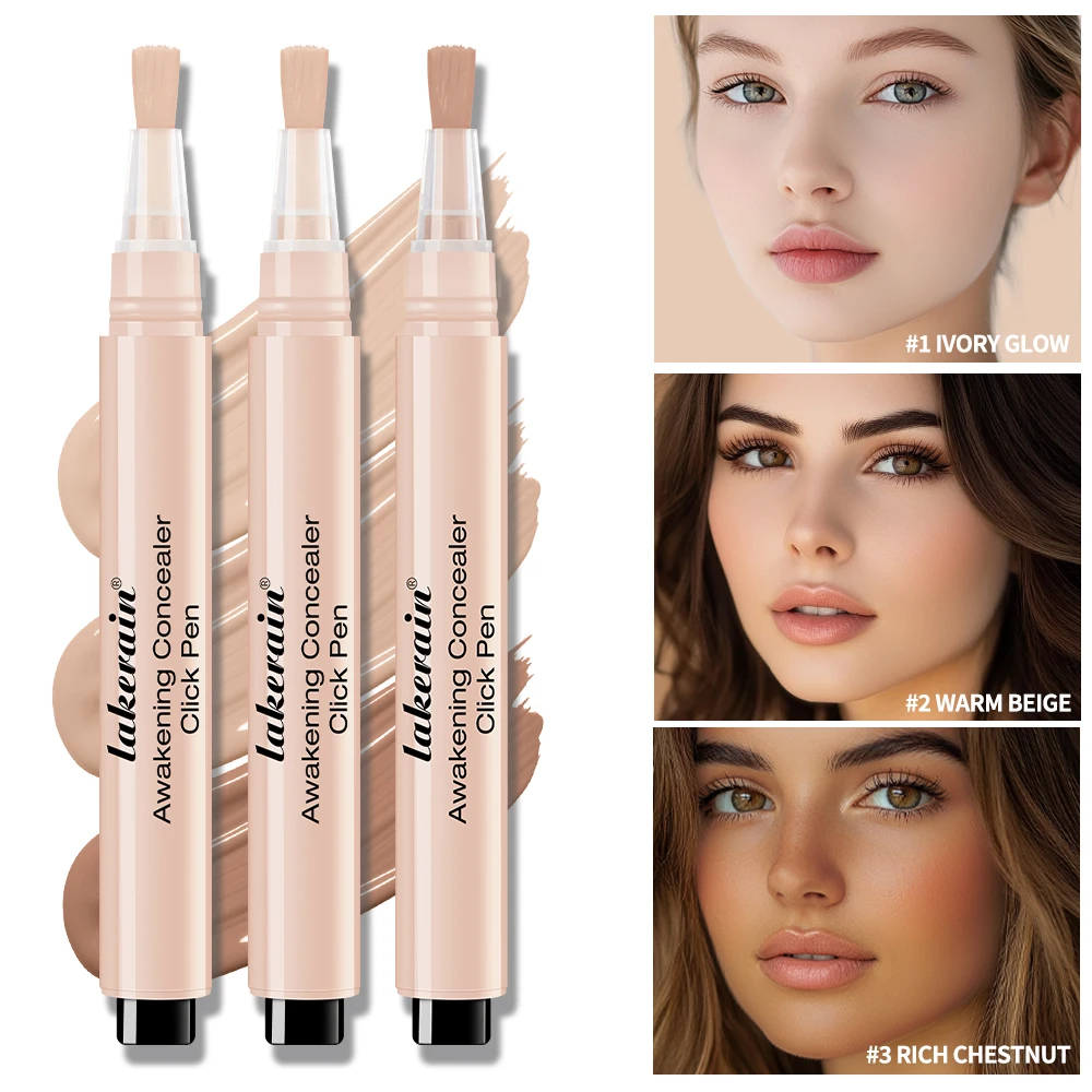Lakerain Awakening Concealer Click Pen, diseño de pincel tipo empuje, textura liviana, ilumina y océfica las ojeras debajo de los ojos