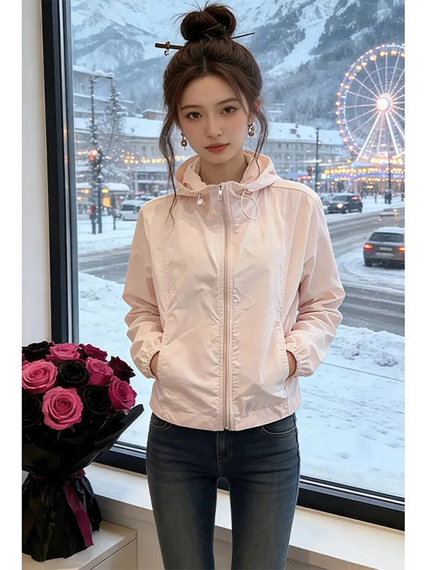 

Women's UV Protection Ice Silk Loose Casual Hooded Drawstring Breathable Outerwear Summer 2026 New Style Fashionable Sunscree...