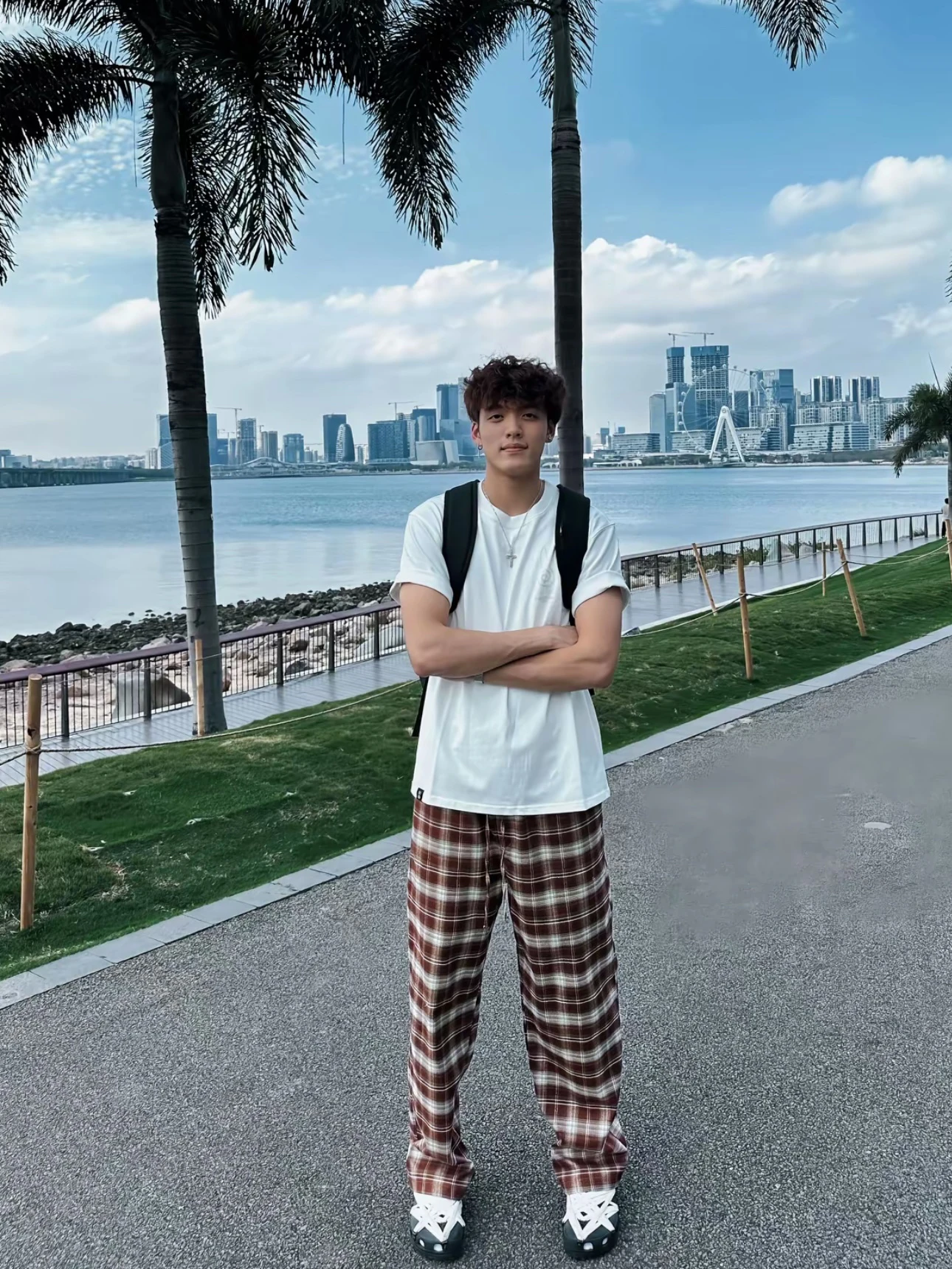 Plones de pierna ancha a cuadros con bloques de Color Retro americano para hombre y mujer, plón largo informal hoad...