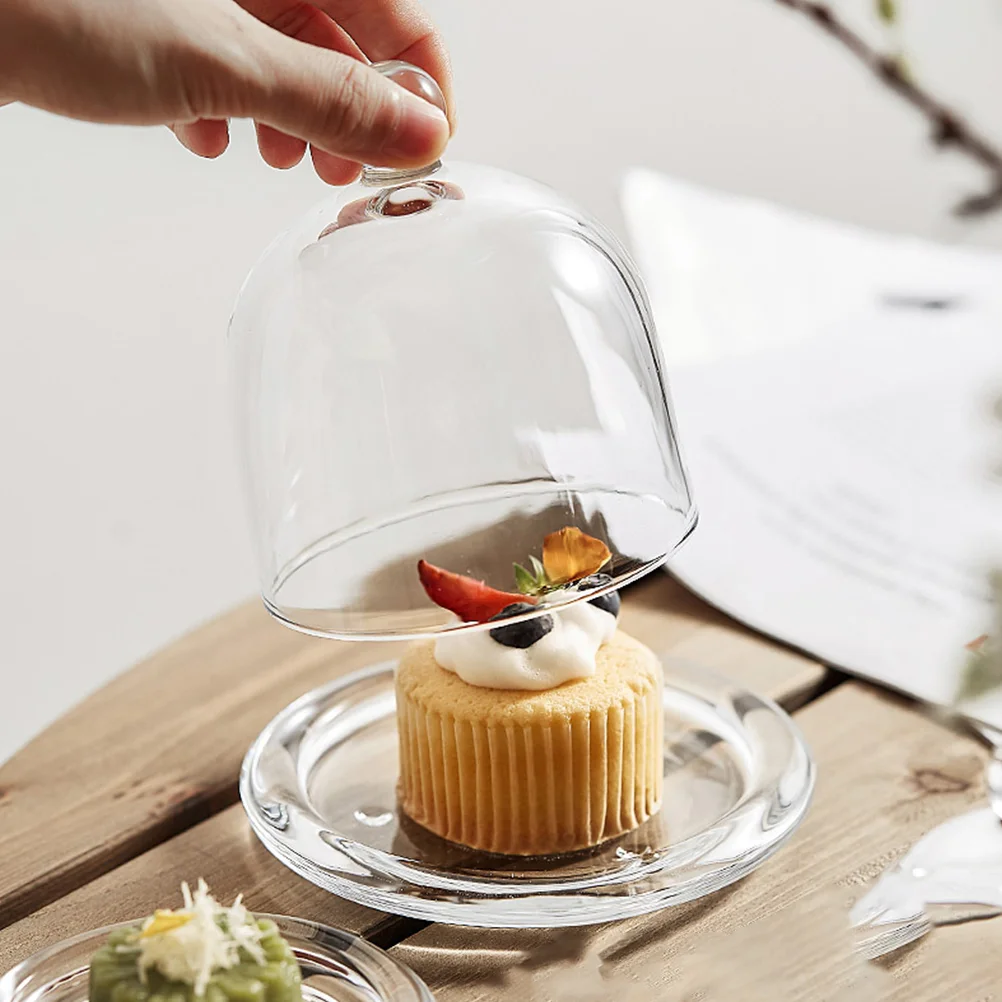 

Snack Cover Food Container Set Cupcake Plate Dessert Glass with Lid Tray Fondant Decorating