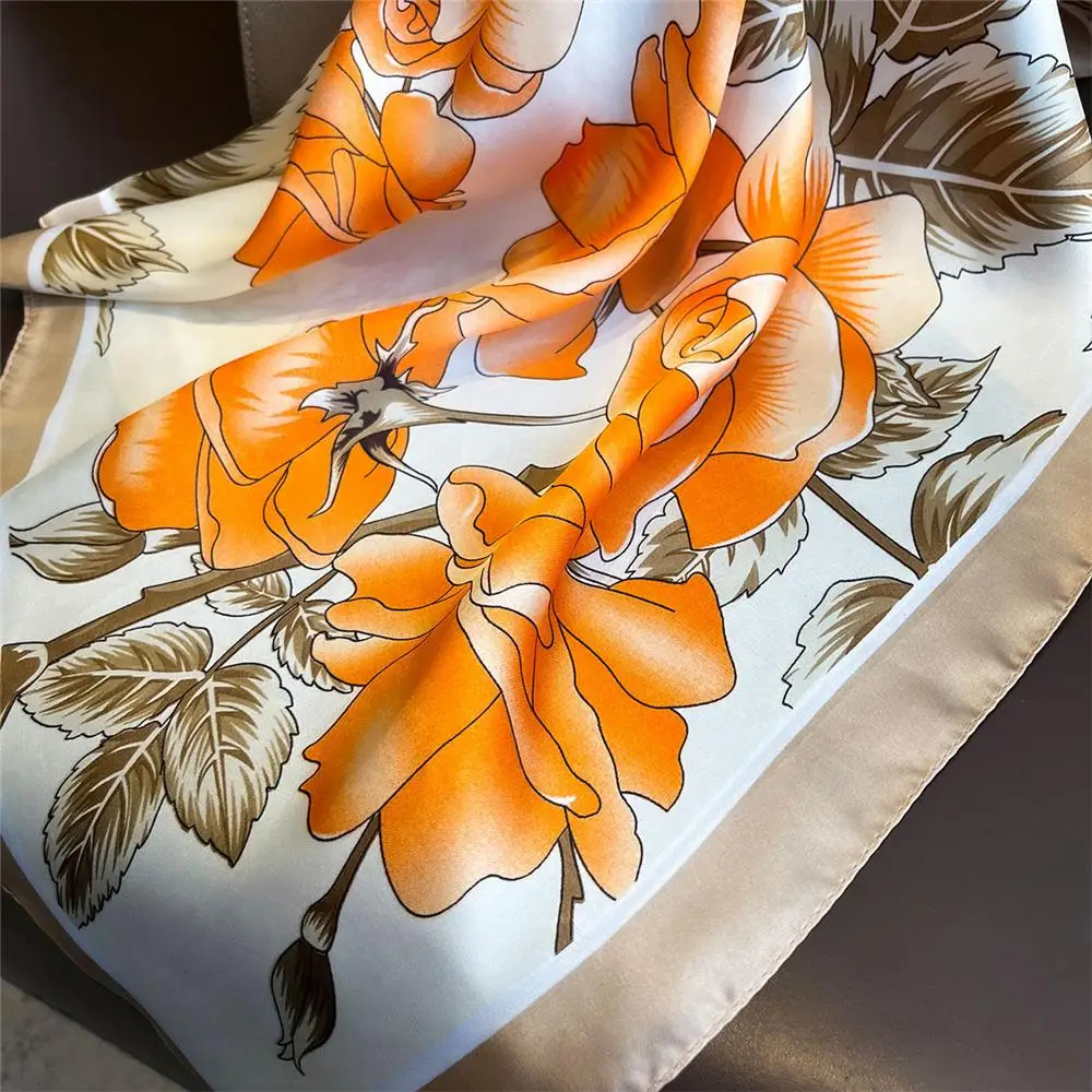 

Легкий квадратный шелковый шарф 70x70 см, элегантный весенне-летний желтый шарф на шею, шаль с лимонным принтом для женщин