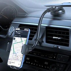 Adjustable Car Mobile Phone Holder with 360 Degree Rotation and Strong Suction Cup Base - Easy Application and Secure Grip