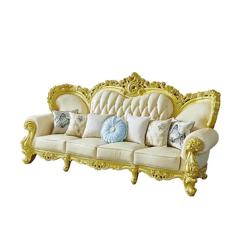 European luxury villa 123 combination sofa all solid wood double-sided carved size apartment